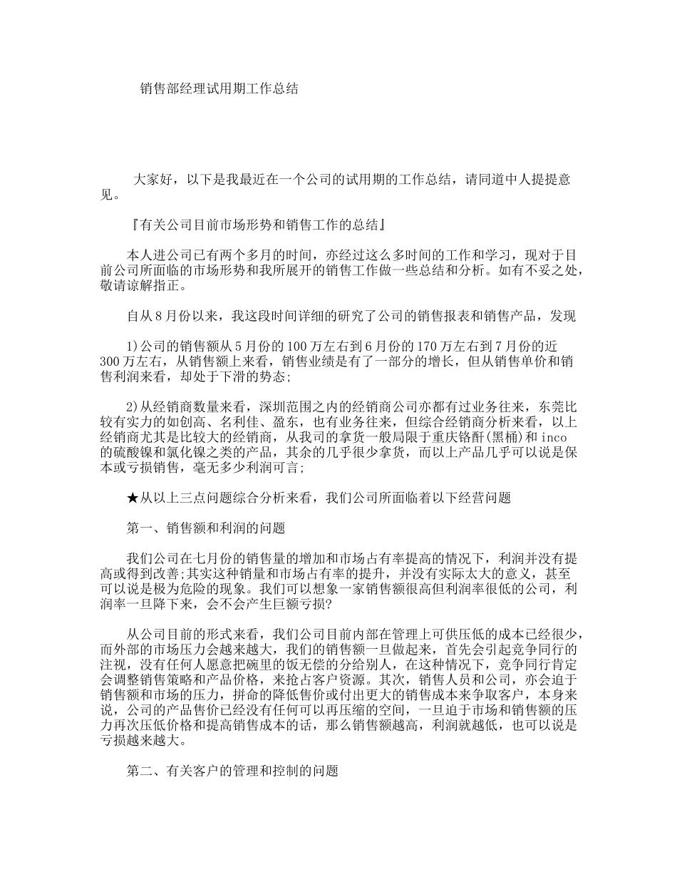 销售部经理试用期工作总结_第1页