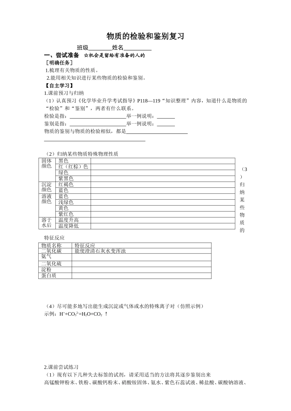 物质的检验和鉴别复习_第1页