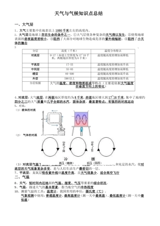 天气与气候知识点总结