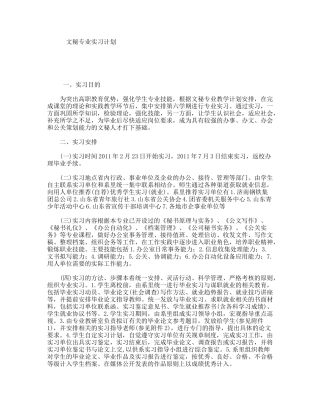 文秘专业实习计划
