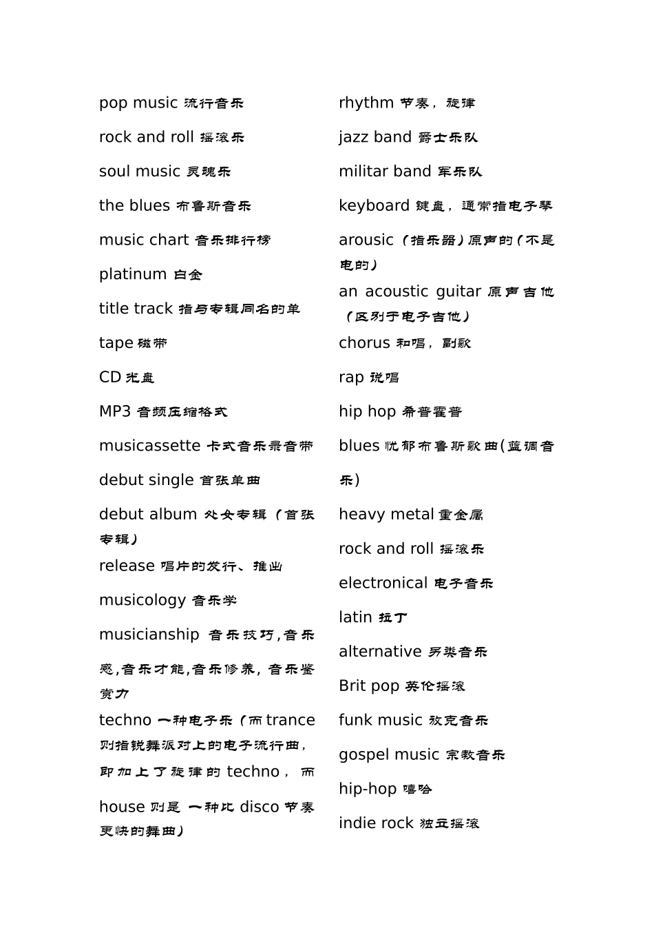 音乐类英语词汇_第2页