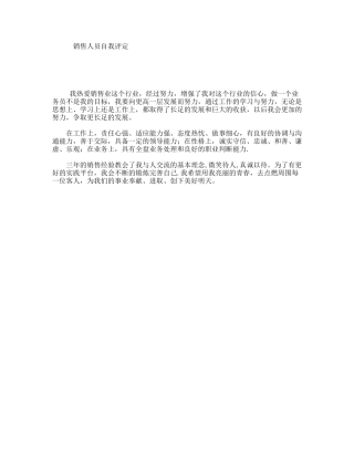 销售人员自我评定