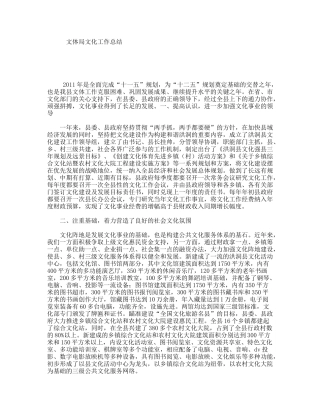 文体局文化工作总结