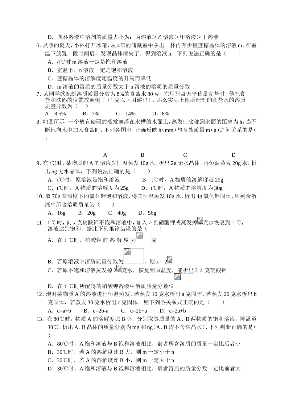 竞赛训练营：八上科学竞赛训练经典试题选编3（溶液）_第2页