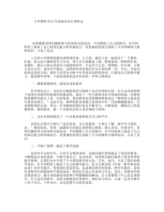 小学教师2012年技能培训心得体会