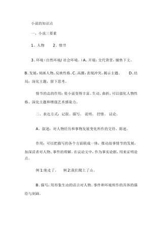 小说的知识点