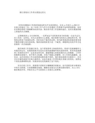 银行系统内工作者自我鉴定范文