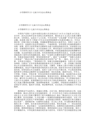 小学教师学习十七届六中全会心得体会