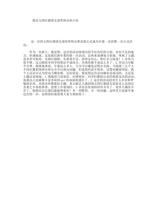 我对五四红旗团支部答辩会的小结