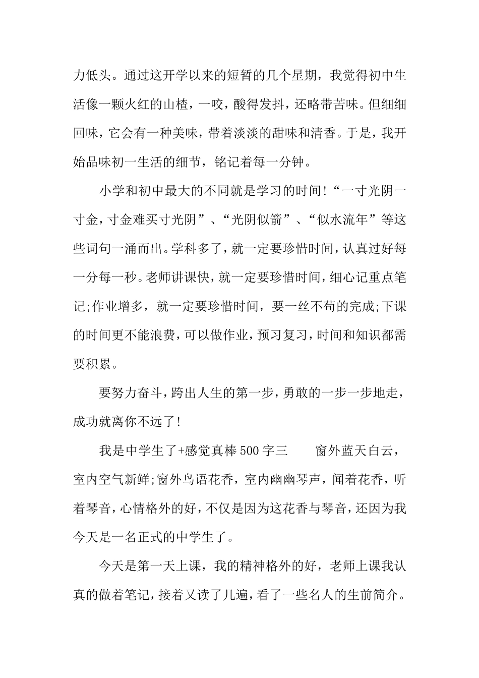 我是中学生了+感觉真棒500字_第3页