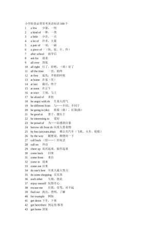 小学阶段必背常考英语短语100个
