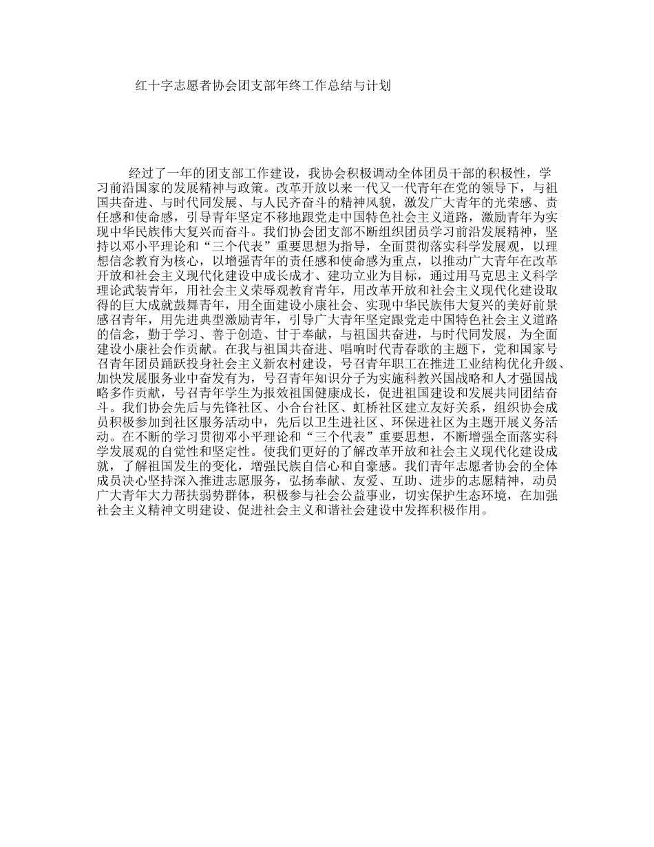红十字志愿者协会团支部年终工作总结与计划_第1页