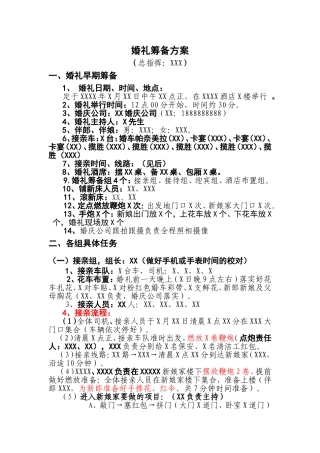 婚礼筹备方案