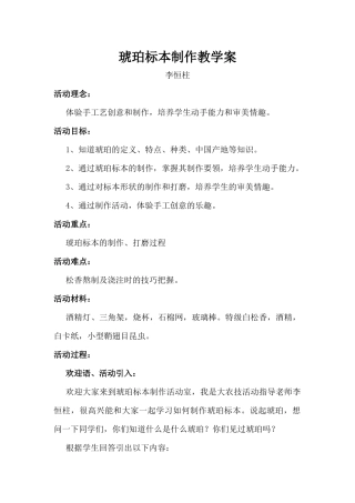 琥珀标本制作教学案