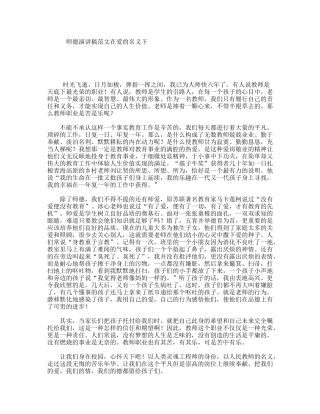 师德演讲稿范文在爱的名义下