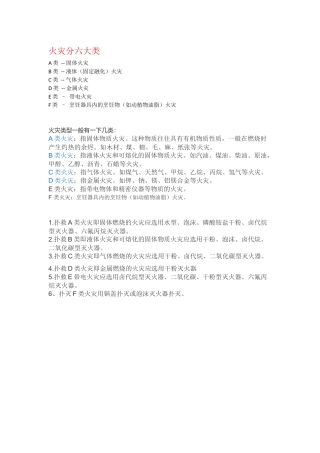火灾分六大类