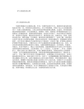 护士岗前培训心得