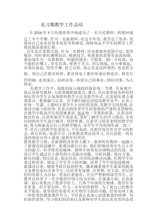 见习期教学工作总结