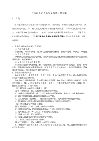 公司食品安全事故处置方案