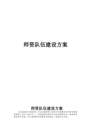 师资队伍建设方案