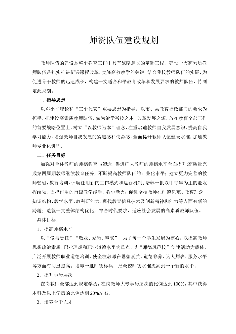师资队伍建设规划_第1页