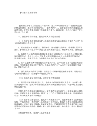 护士长年度工作计划