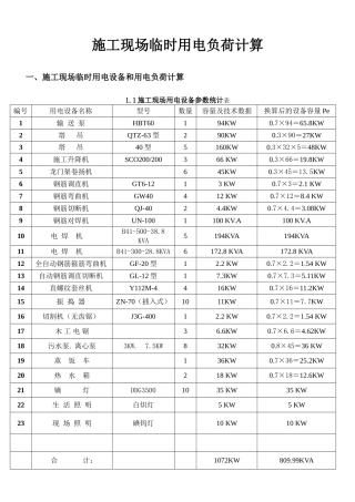 施工现场临时用电负荷计算