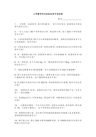 小学数学毕业实际运用专项训练