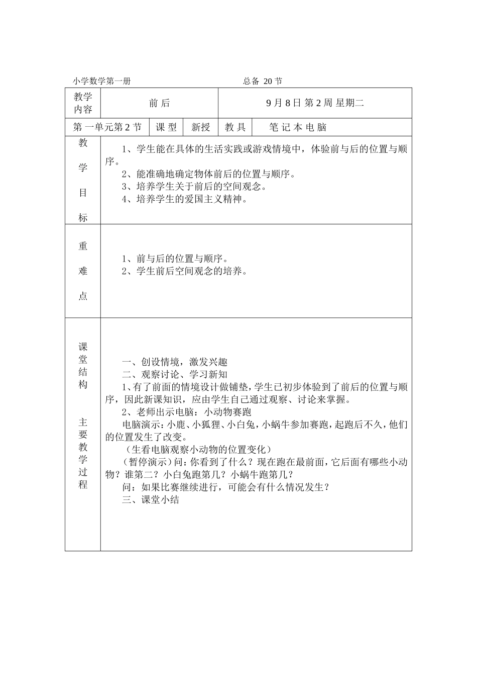 小学数学第一册总备20节_第2页