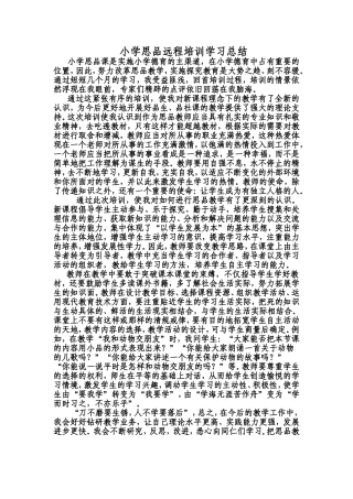 小学思品远程培训学习总结