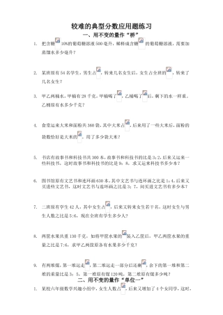 较难的典型分数应用题练习