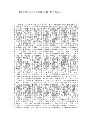 记某某市地方税务局支部带头为国“聚财”的事迹