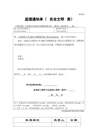 监理通知单（安全文明类）