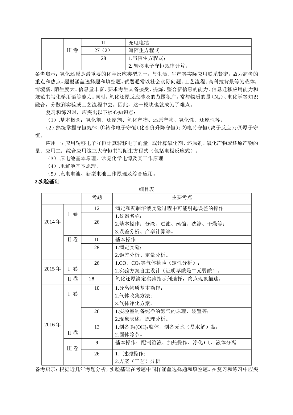 近三年全国卷试题解析（化学必考部分）_第2页