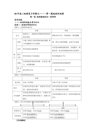 高二地理复习学案之一——第一篇地球和地图