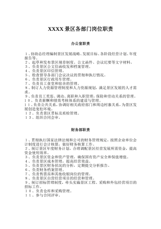 景区各部门岗位职责