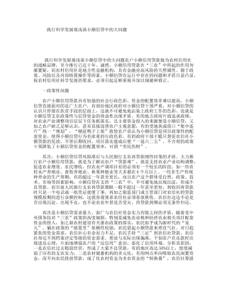 践行科学发展观浅谈小额信贷中的大问题