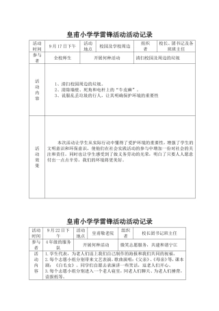 皇甫小学学雷锋活动活动记录