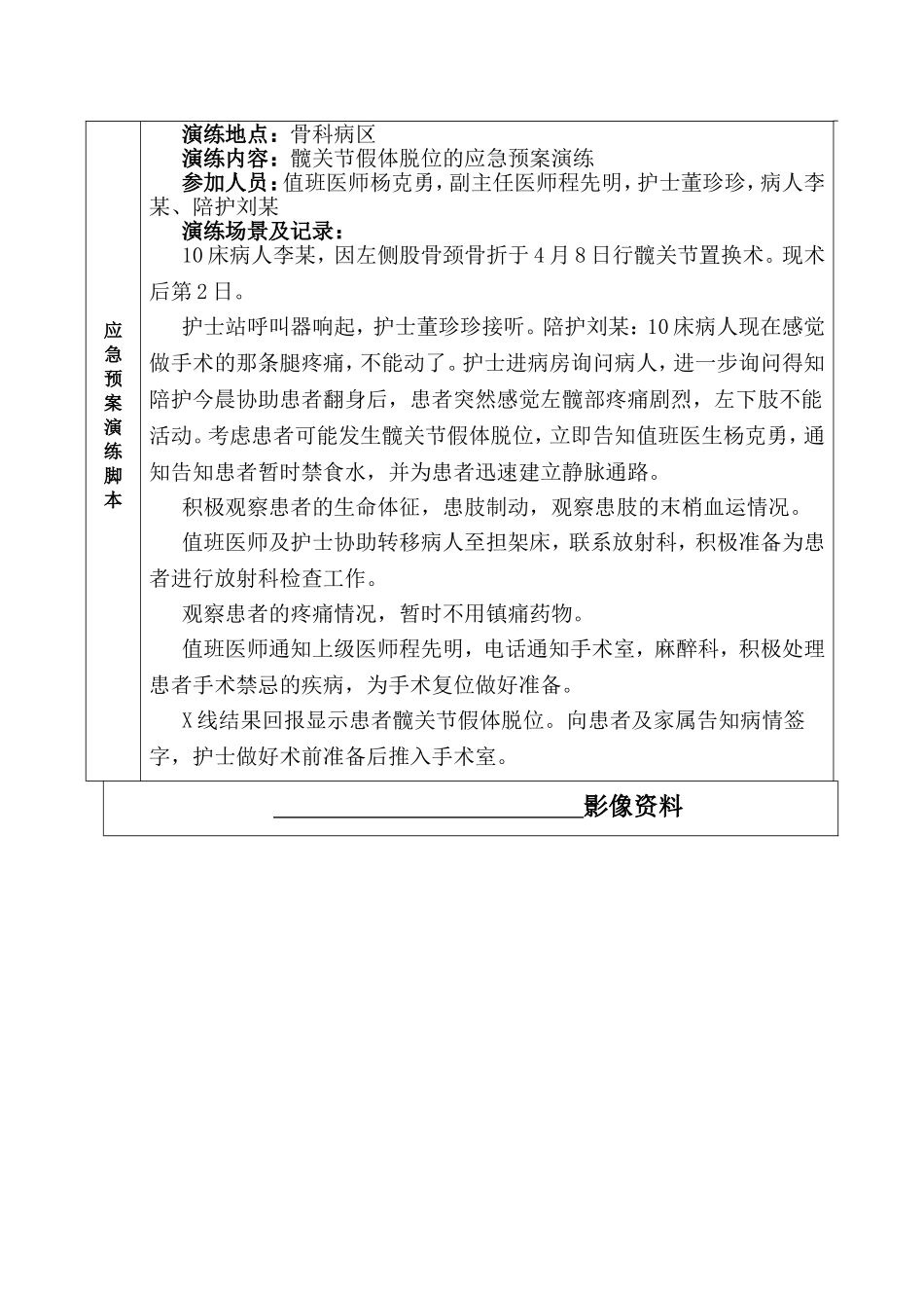 潢川县人民医院骨科应急预案演练记录表_第3页