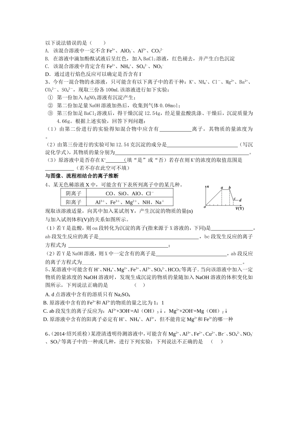 离子型综合推断题汇总_第2页