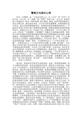 警察正风肃纪心得