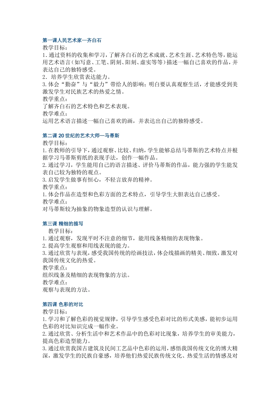 人美版五年级第十册教材分析 _第2页