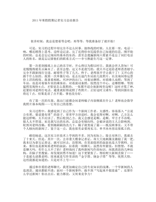年寒假假期记者实习总结报告