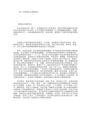 年寒假社会调查范文