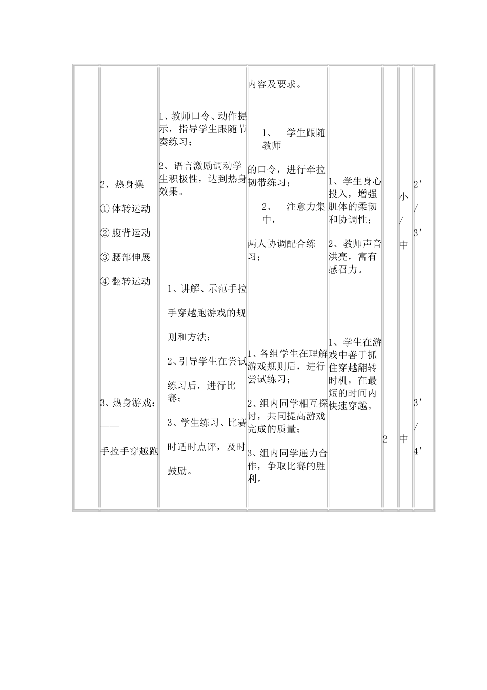 水平四：初二年级《障碍跑课的教学设计》_第3页