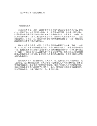 关于舟曲县泥石流的思想汇报