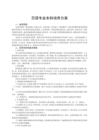日语专业本科培养方案