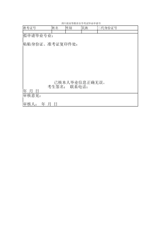四川省高等教育自学考试毕业申请书