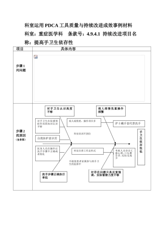 科室运用PDCA工具质量与持续改进成效事例材料