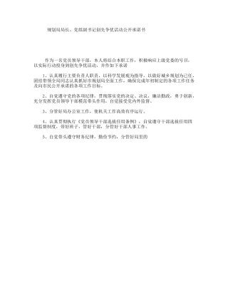 规划局局长、党组副书记创先争优活动公开承诺书